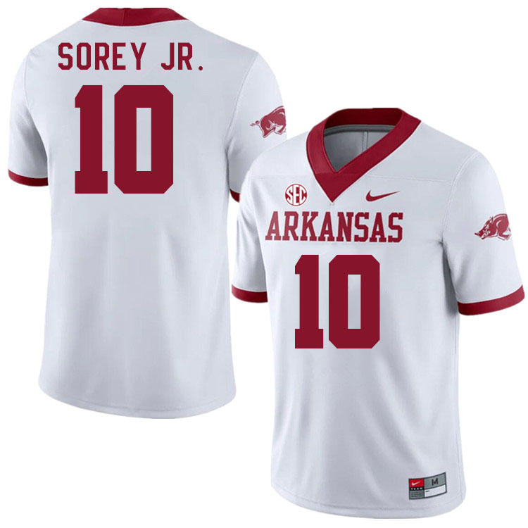 Men #10 Xavian Sorey Jr. Arkansas Razorbacks College Football Jerseys Stitched-Alternate White